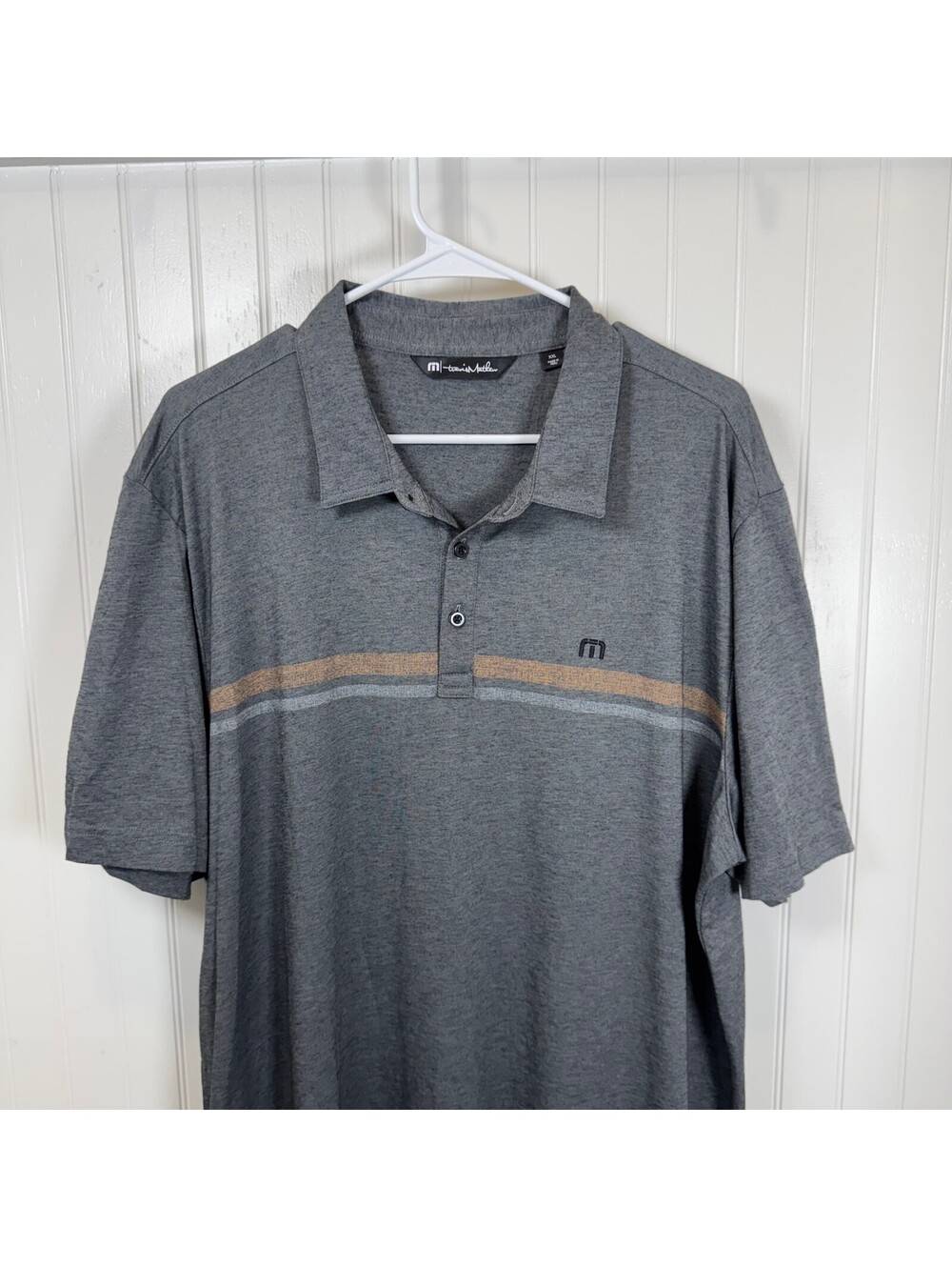 Travis Mathew Men's Polo Shirt XXL Gray Golf Performance Short Sleeve Shirt